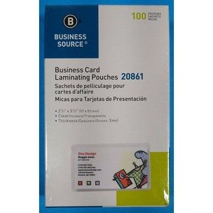 Business Card Laminating Pouches, 5 Mil Thick, 2.25" x 3.75", Qty 100 Clear